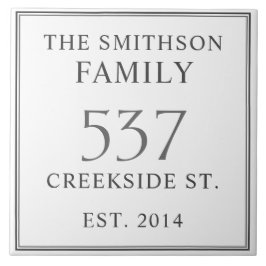 Vit & Grått Datum fastställt Adress House Plaque Kakelplatta