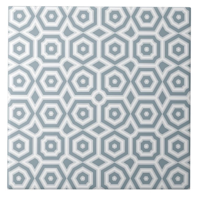 vit grått-geometrisk mönster art deco kakelplatta (Framsidan)