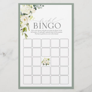 Vit Grått Grönt Vattenfärgad Möhippa Bingo Game