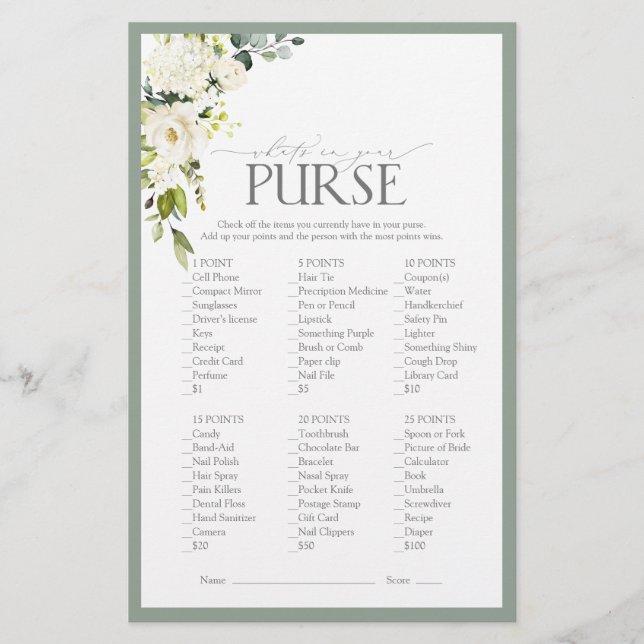 Vit Grått Grönt Vattenfärgsspel Möhippa  (Framsida)