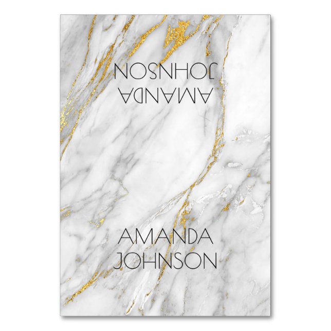 Vit Grått Guld Marble Bord Card Namn Vip Bordsnummer (Framsidan)