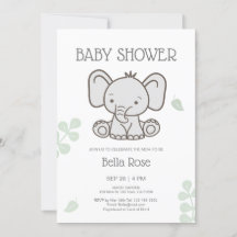 Vit Grått Kön Neutral Elephant Baby Shower