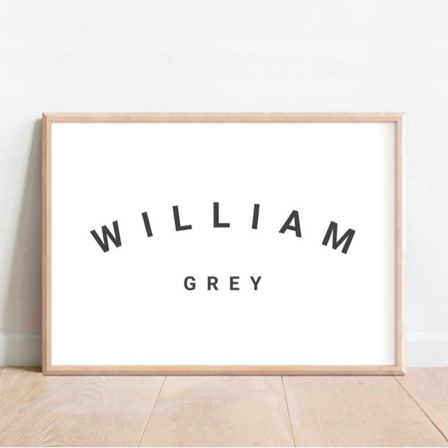 Vit/Grått-minimalistisk Namn Nursery-dekoration Po Poster (Skapare uppladdad)