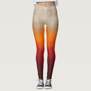Vit Grått Orange Röd rustik ombre Leggings