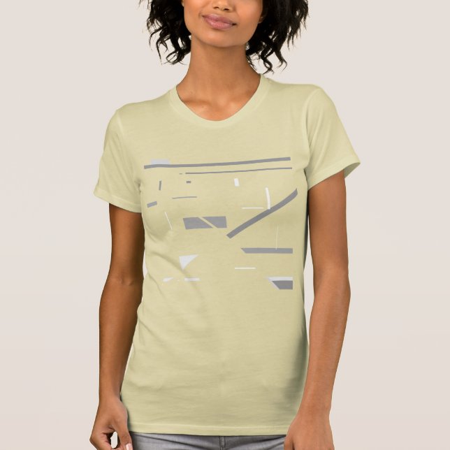 Vit Grått Scattered Geometric Shapes MCM-inspirera T Shirt (Framsida)
