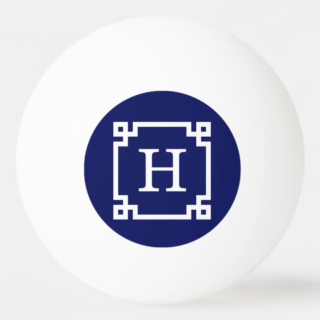 Vit grekisk Nyckel Ram #2 Initialt Monogram Pingisboll (Framsidan)