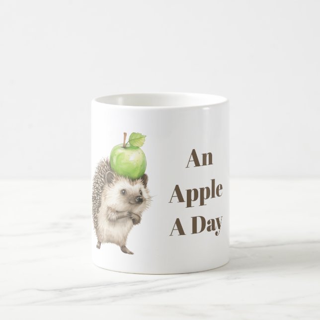 Vit Grön Äpple En Dag Igelkott Kaffemugg (Center)