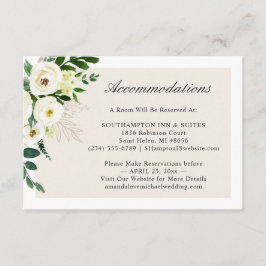 Vit grön blomsterbröllopsinackorderingskort tilläggskort