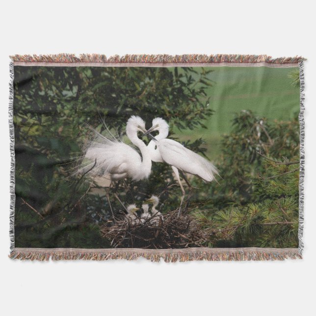Vit grön-familjens Throw Blanket Mysfilt (Framsidan)