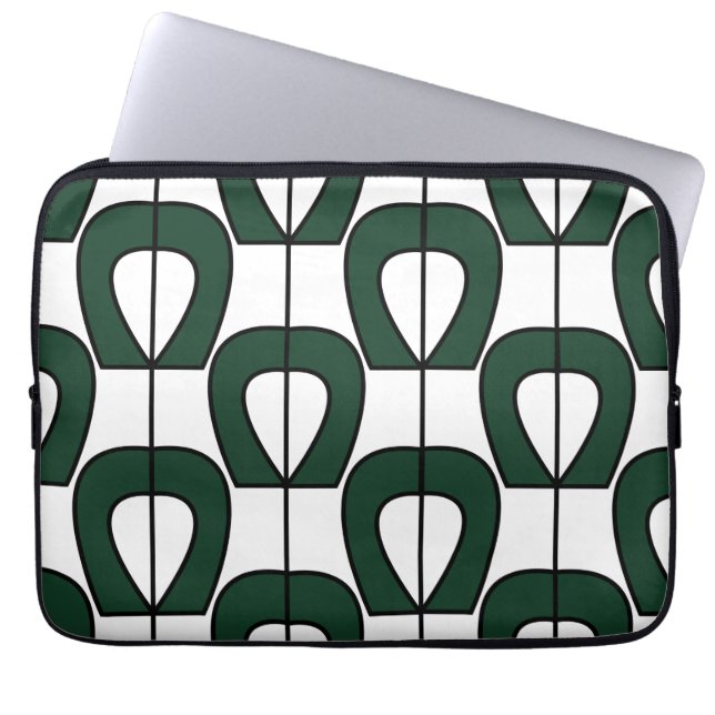 Vit Grön Modern Geometrisk Cool Abstrakt Laptop Fodral (Framsidan)