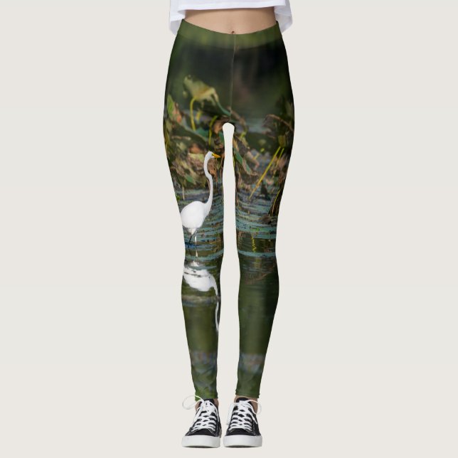 Vit grön reflektion leggings (Framsida)