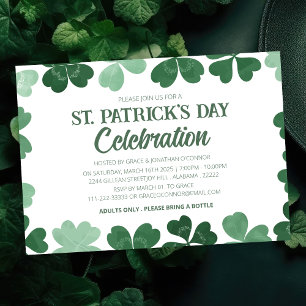 Vit & Grön Shamrock St. Patrick's Day Fest Inbjudningar