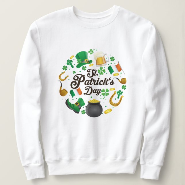 Vit Grön St Patricks Day Lucky Charms T Shirt (Design framsida)