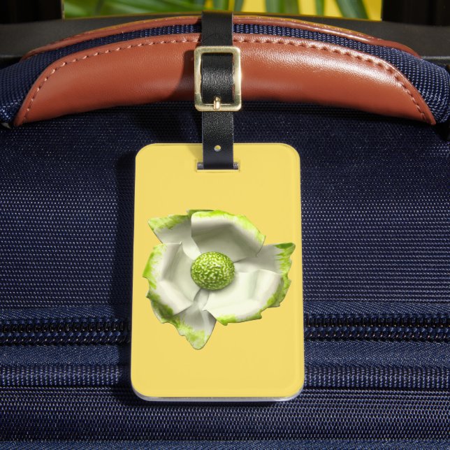 Vit Grön Vårblomning MOD Retro Blomma 60tal Bagagebricka (Framsida Insitu 2)