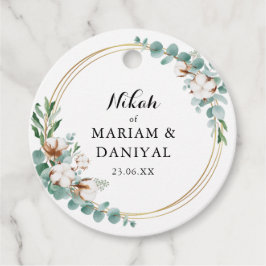 Vit grönska Guld Blommig Muslimsk Nikah-hälsning Gåvor Etiketter