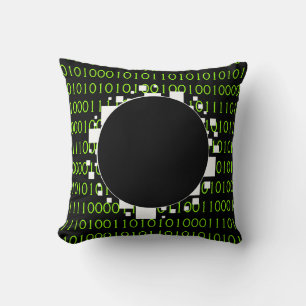 Vit Grönt 1:s 0s Abyss Binary Code Digital Portal Kudde
