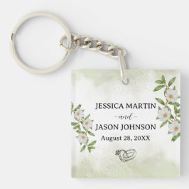 Vit Grönt Blommigt Vattenfärg Bröllop