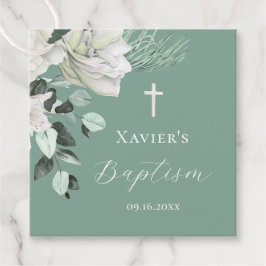 vit grönt bouquet Baptism Gåvor Etiketter