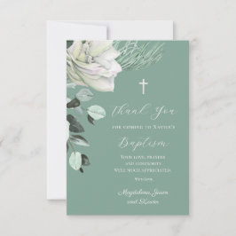 vit grönt bouquet Baptism Tack Kort