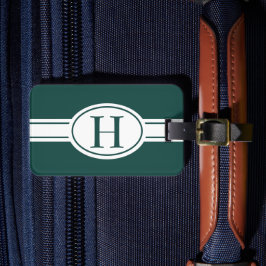 Vit grönt för ovala skogar, monogram bagagebricka