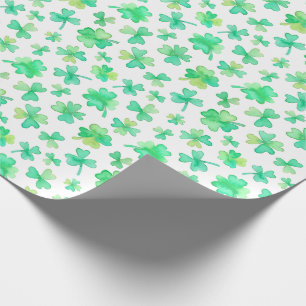 Vit grönt för vattenfärg Shamrocks Presentpapper