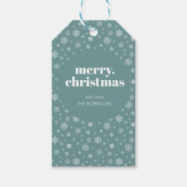 Vit Grönt God jul Snowflake Mönster Presentetikett