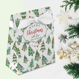 Vit grönt i god jul träd mönster vintertid presentaskar