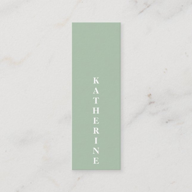 Vit grönt med klassisk elegant, minimalistisk bild mini visitkort (Framsida)