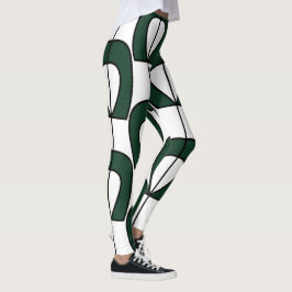 Vit Grönt Modern Geometric Roligt Workout Leggings