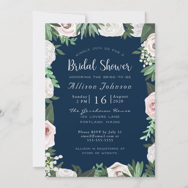 Vit Grönt-Möhippa, Blommigt Inbjudningar (Framsida)