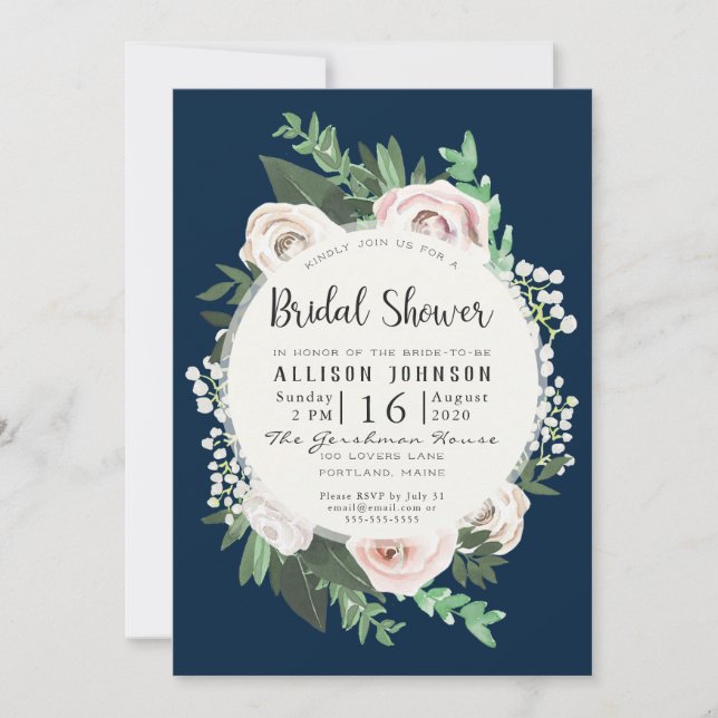 Vit Grönt-Möhippa, Blommigt Inbjudningar (Framsida)