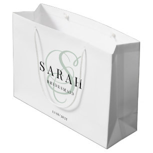 Vit Grönt Monogram Personlig Bridesmaid