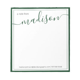Vit Grönt Personlig Namn från skrivbordet Anteckningsblock
