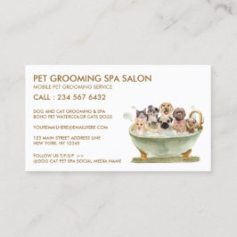 Vit grooming Pet Bath Spa Cats Hundar Möte Visitkort
