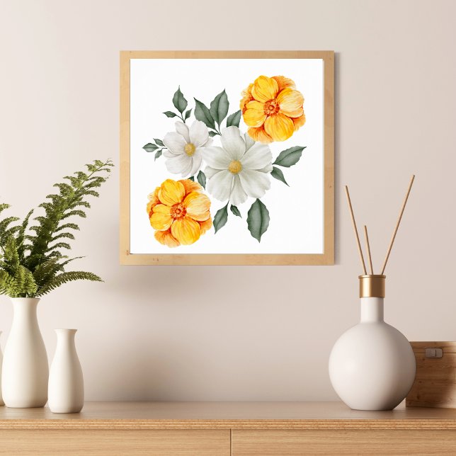 Vit gul blomster Växter Väggkonst (Skapare uppladdad)