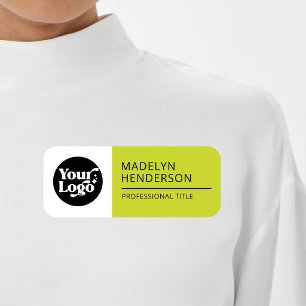 Vit Gul Grön Företag Logotyp Anställd Magnetisk Namnbricka