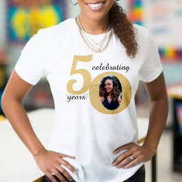 Vit & Guld 50 fotofemtio år 50:e födelsedagen T Shirt
