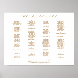 Vit Guld Beige Alfabetisk Placeringsplan Poster