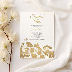 Vit guld blomma bröllopsfest Tea party Bridal Show Inbjudningar