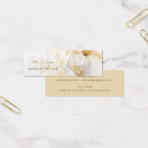 Vit Guld Blomma Knappörhänge Visningskort