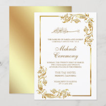 Vit guld blommig kant islamisk Mehndi-ceremoni