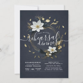 Vit Guld Blommig Krans Bröllopsrepetition Middag Inbjudningar