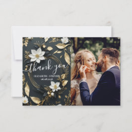 Vit Guld Blommigt Utandning Bröllop Photo Tack