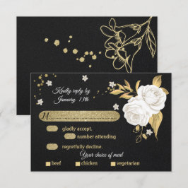 Vit guld blommigt val av svartmåls OSA kort