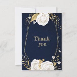 vit guld-blommigtens geometriska marktunga blått tack kort