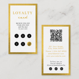 Vit Guld Business Simple QR Code Loyalty Visitkort