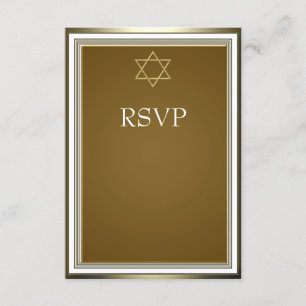 Vit Guld David Stjärna Bar Mitzvah RSVP OSA Kort