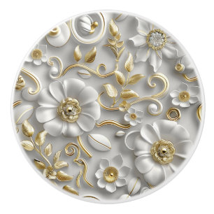 Vit Guld Dekorativ 3D Blommig Elegant Knopp