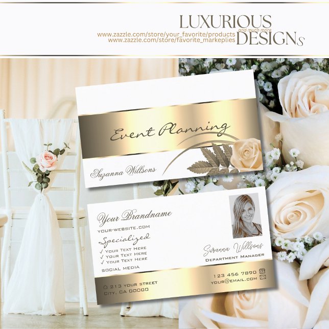 Vit Guld-dekorfärgad spets i Ro med foto Visitkort (Skapare uppladdad)