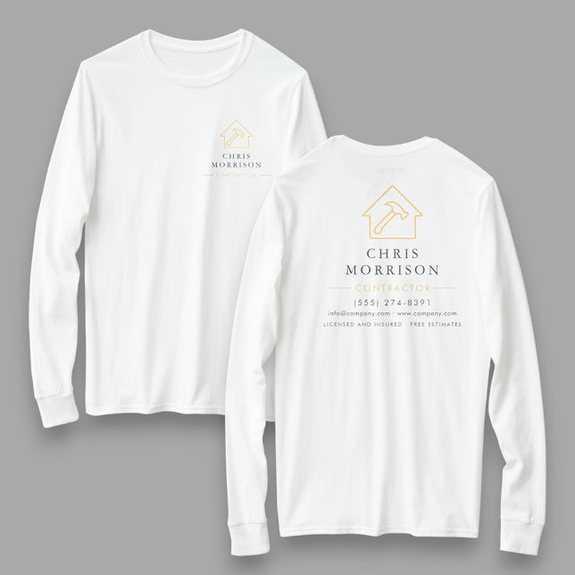 Vit Guld Entreprenör Hemreparationsarbete T Shirt (Skapare uppladdad)
